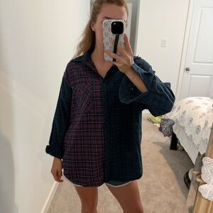 Wild Fable Small Two-Tone Plaid Button-Up Shirt - Purple & Navy